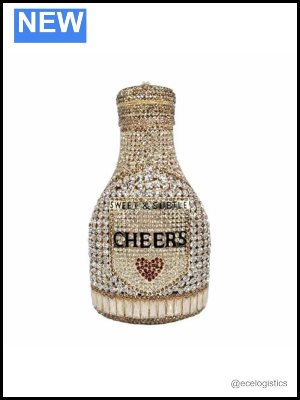Rhinestone Bottle Clutch, Crystal Evening Party Handbag, Detachable Chain